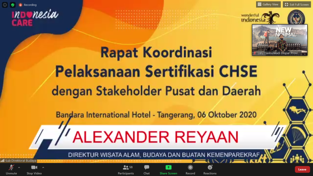 Koordinasi terkait Sertifikasi chse Pada Usaha Pariwisata dan Ekonomi Kreatif