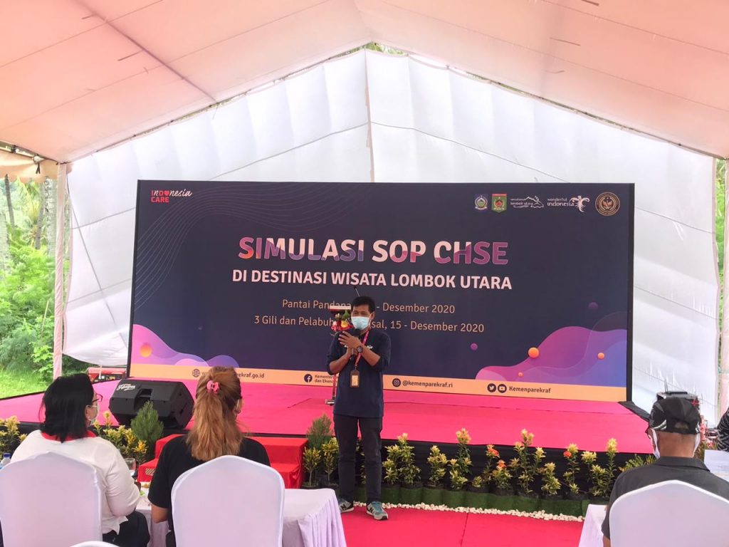 SIMULASI SOP CHSE KUATKAN PARIWISATA NTB di Pantai Pandanan SIMULASI SOP CHSE KUATKAN PARIWISATA NTB di Pantai Pandanan